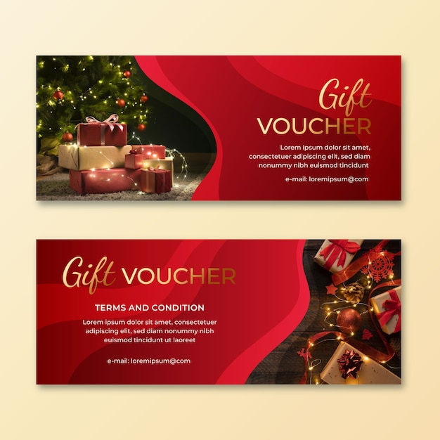 Gift voucher template with presents photo