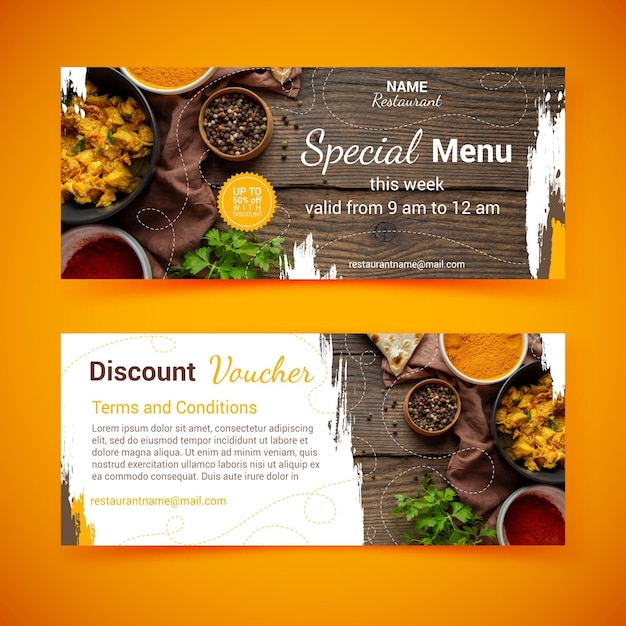 Free vector gift voucher with discount template