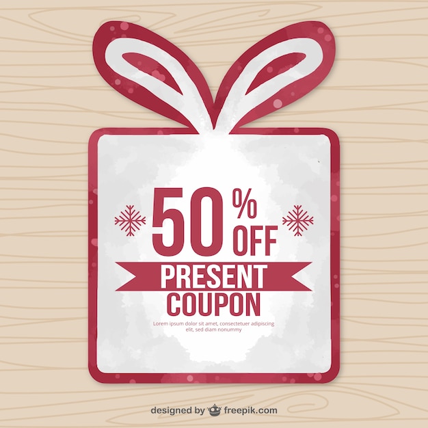 Free vector gift voucher with present-shaped