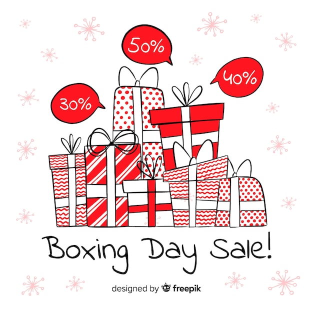 Free vector gifts group boxing day sale background