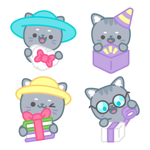 Gifts stickers collection with tomomi the cat