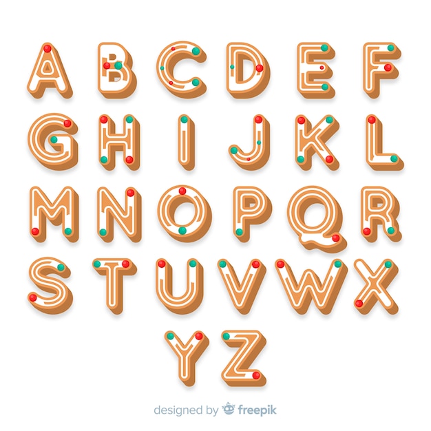 Free vector gingerbread alphabet