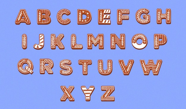 Gingerbread christmas alphabet collection