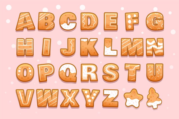 Free Vector gingerbread christmas alphabet illustration