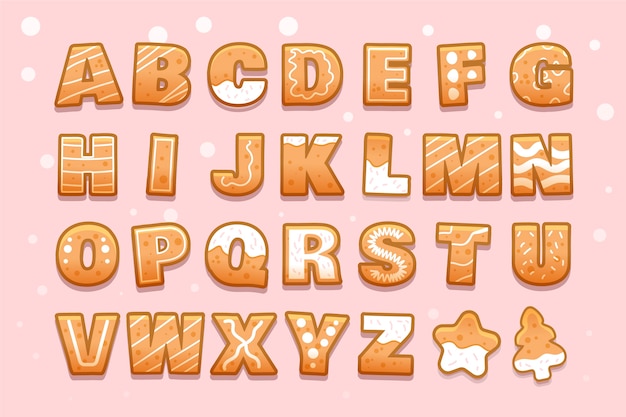 Gingerbread christmas alphabet illustration