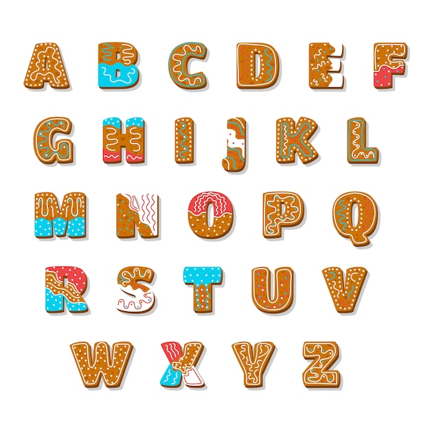 Free vector gingerbread christmas alphabet pack