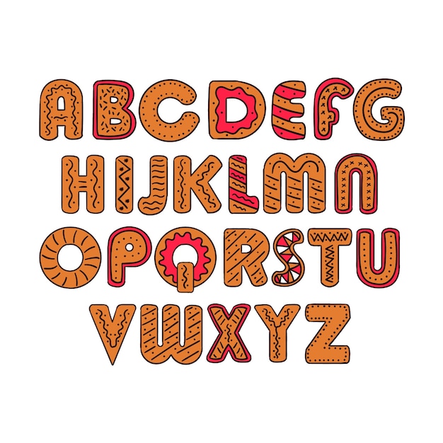 Free vector gingerbread christmas alphabet pack