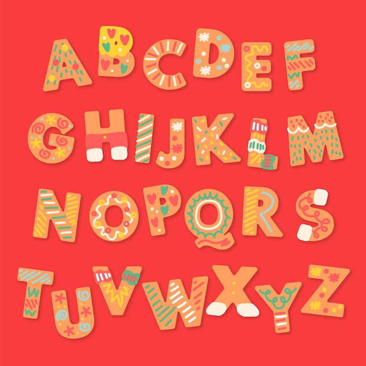 Free Vector gingerbread christmas alphabet pack