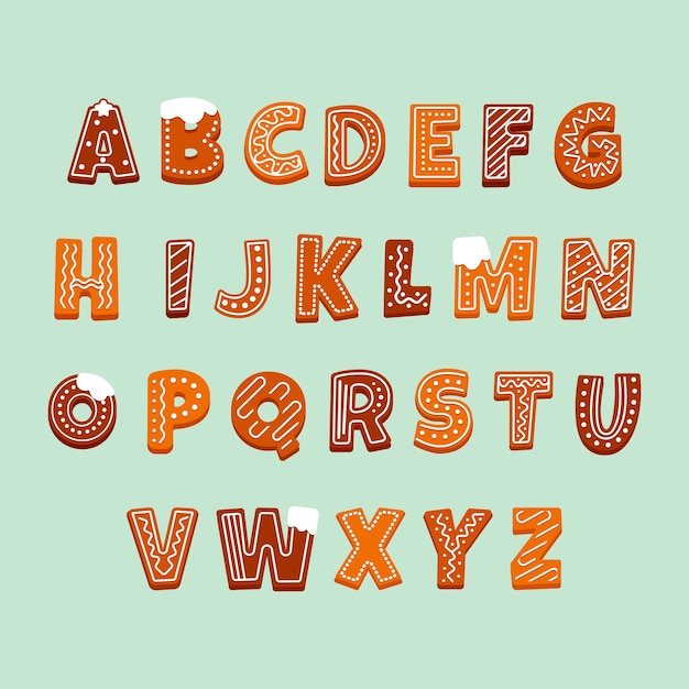 Free vector gingerbread christmas alphabet pack