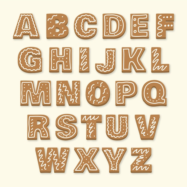 Free vector gingerbread christmas alphabet pack