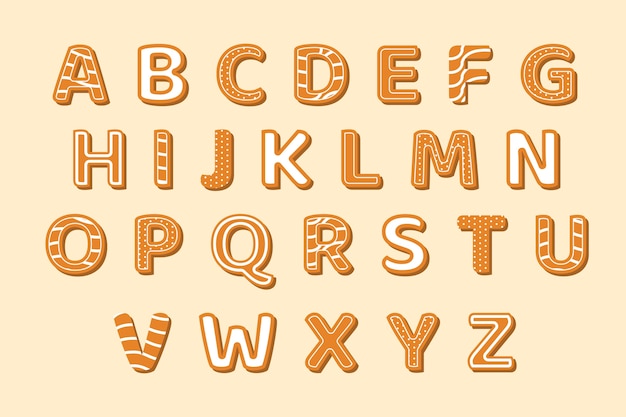 Free vector gingerbread christmas alphabet pack