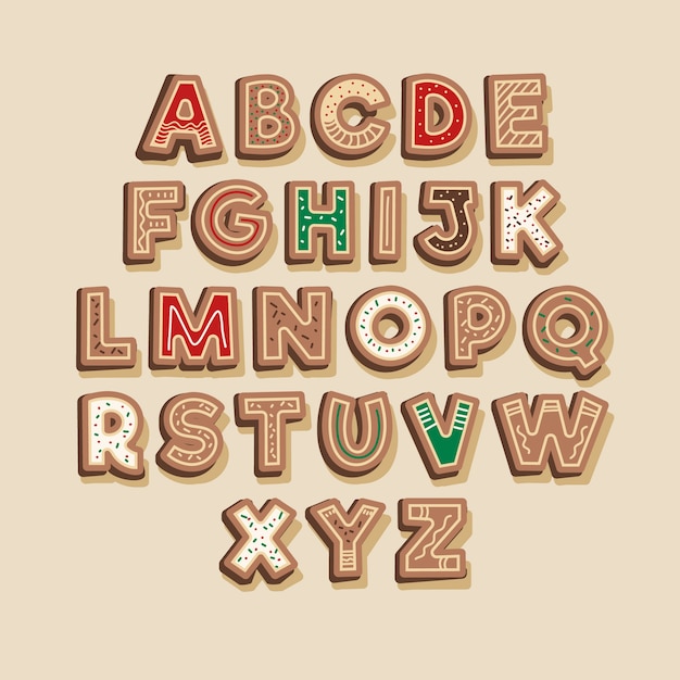 Gingerbread christmas alphabet pack