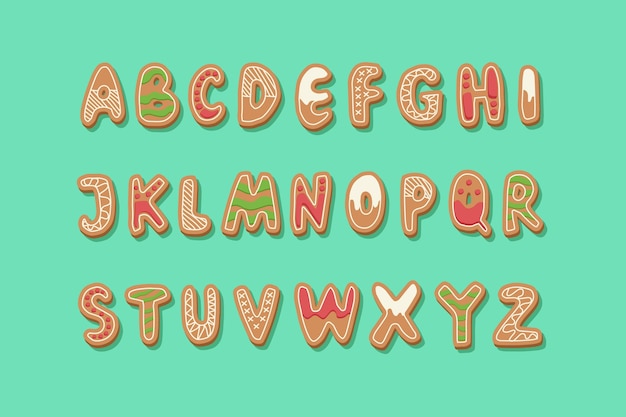 Free vector gingerbread christmas alphabet pack