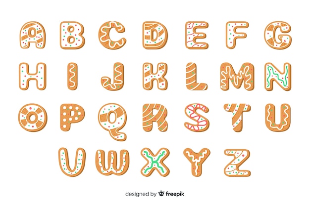 Gingerbread christmas alphabet set