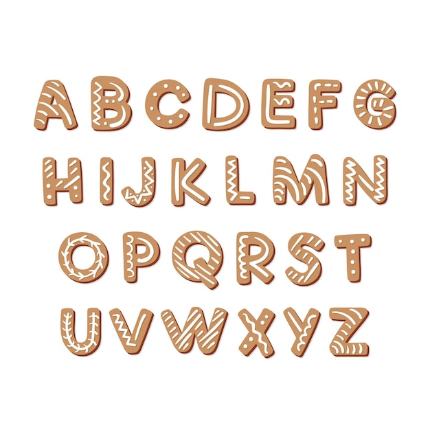 Free vector gingerbread christmas alphabet set