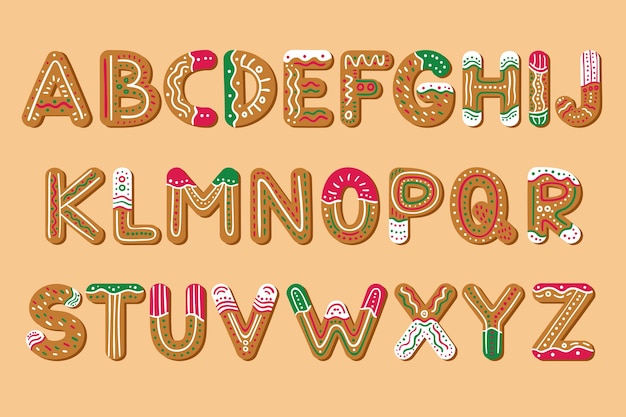 Gingerbread christmas alphabet set