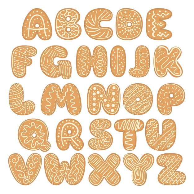 Free vector gingerbread christmas alphabet set