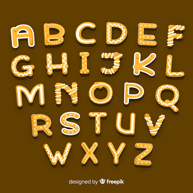 Free vector gingerbread christmas alphabet