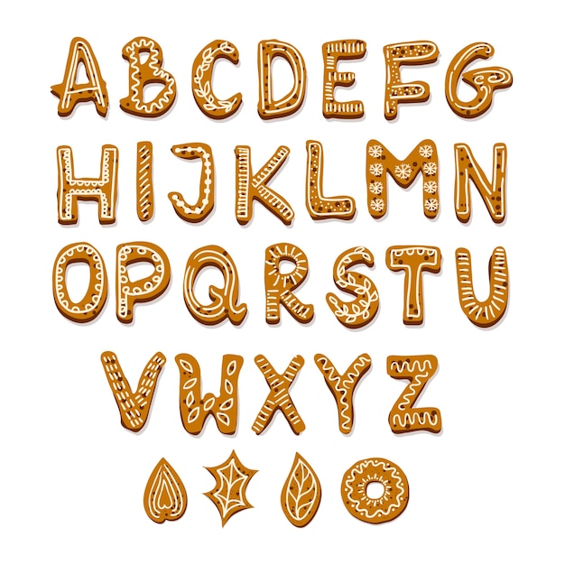 Free vector gingerbread christmas alphabet