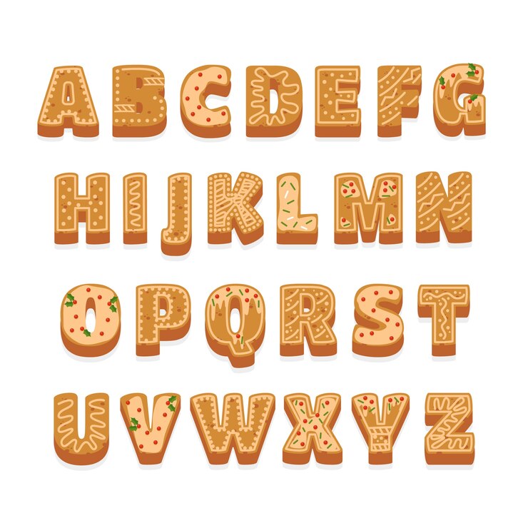 Free Vector gingerbread christmas alphabet