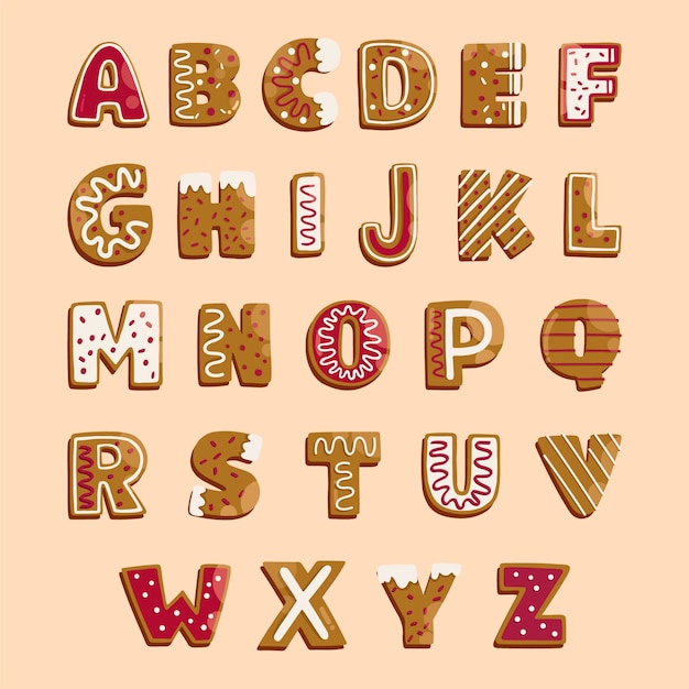 Gingerbread christmas alphabet