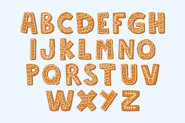 Free vector gingerbread christmas alphabet