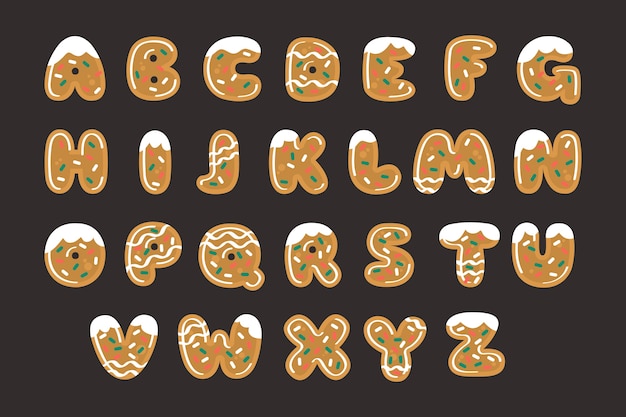 Free vector gingerbread christmas alphabet