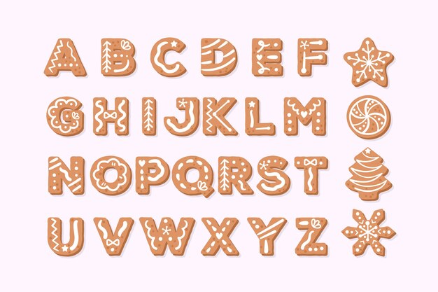 Gingerbread christmas alphabet