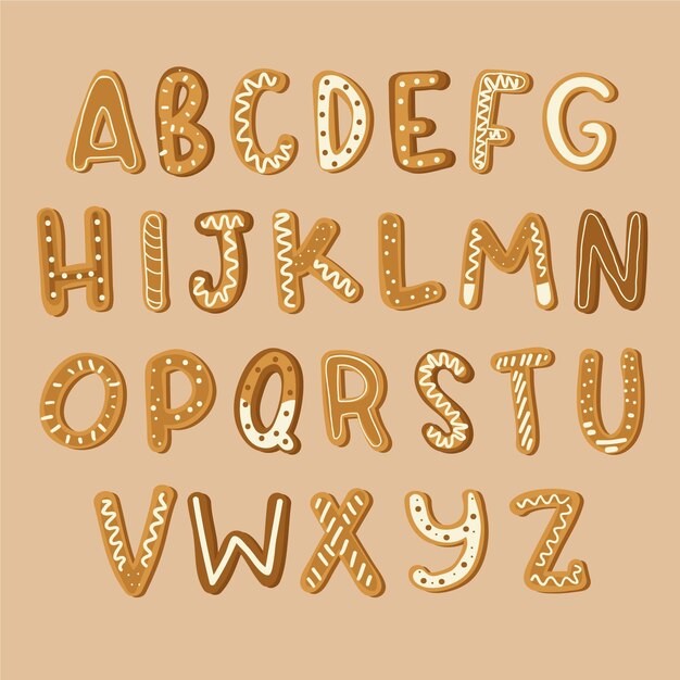 Gingerbread christmas alphabet