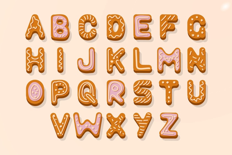 Free Vector gingerbread christmas alphabet