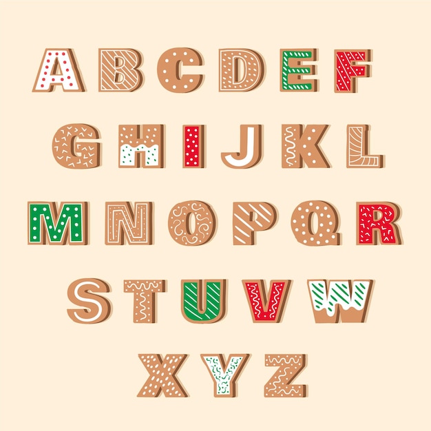 Free vector gingerbread christmas alphabet