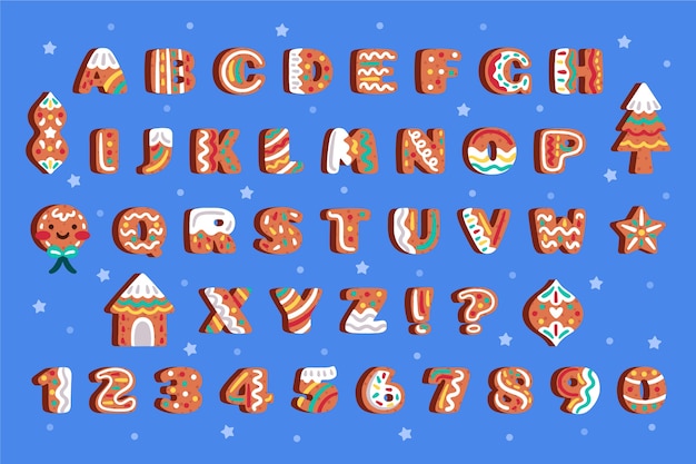 Free vector gingerbread christmas alphabet