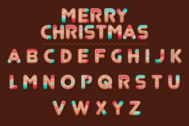 gingerbread christmas alphabetical letters