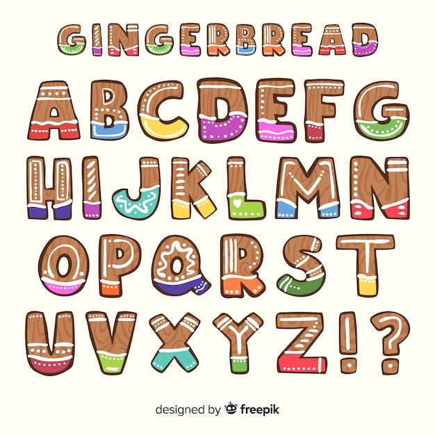 Free vector gingerbread colorful alphabet