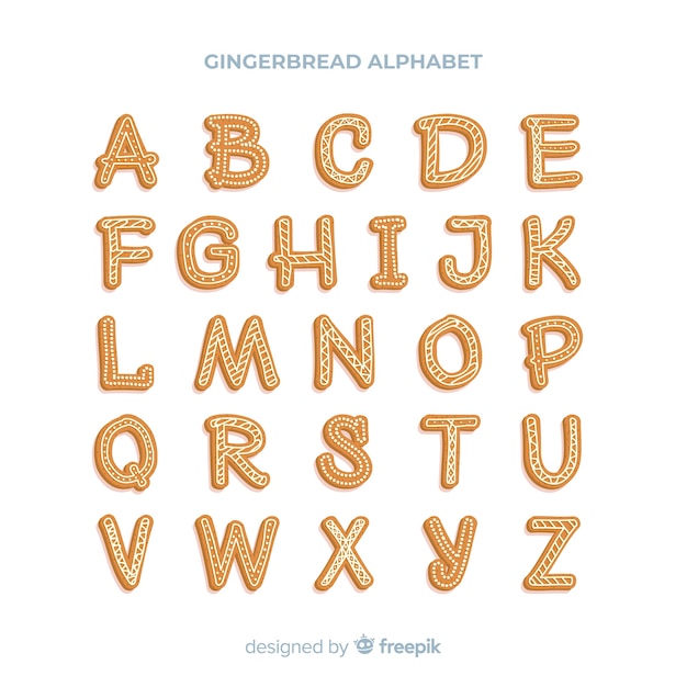 Бесплатное векторное изображение Алфавит печенья gingerbread