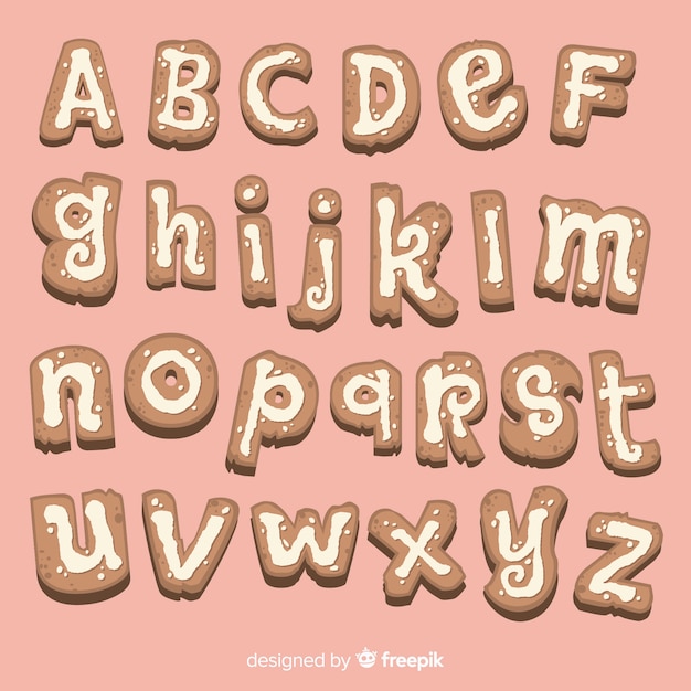 Free vector gingerbread cookie alphabet