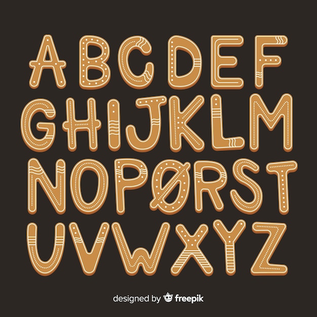 Бесплатное векторное изображение gingerbread cookie алфавит