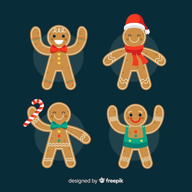 Free vector gingerbread cookies christmas pack