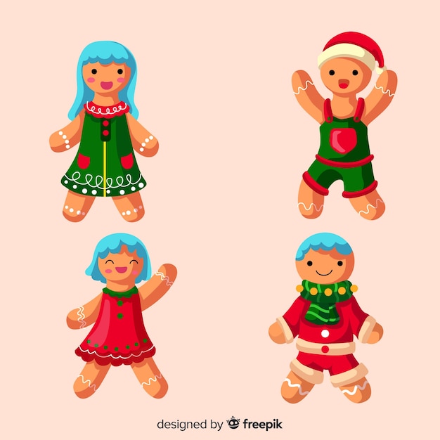 Free vector gingerbread cute cookies collection