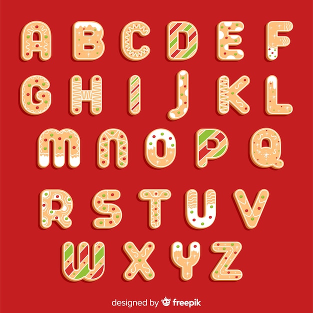 Free vector gingerbread decorated alphabet