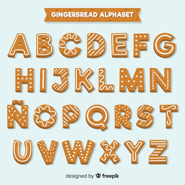 Free vector gingerbread decorated alphabet