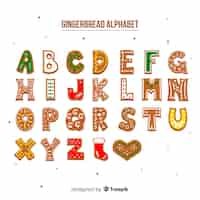 Vettore gratuito alfabeto decorato di panpepato