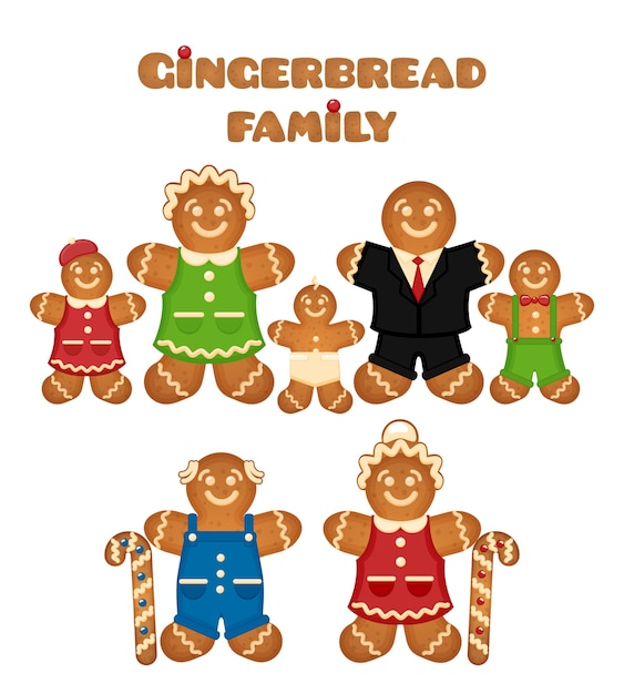 Gingerbread family. confectionery son mother father grandmother daughter grandfather.