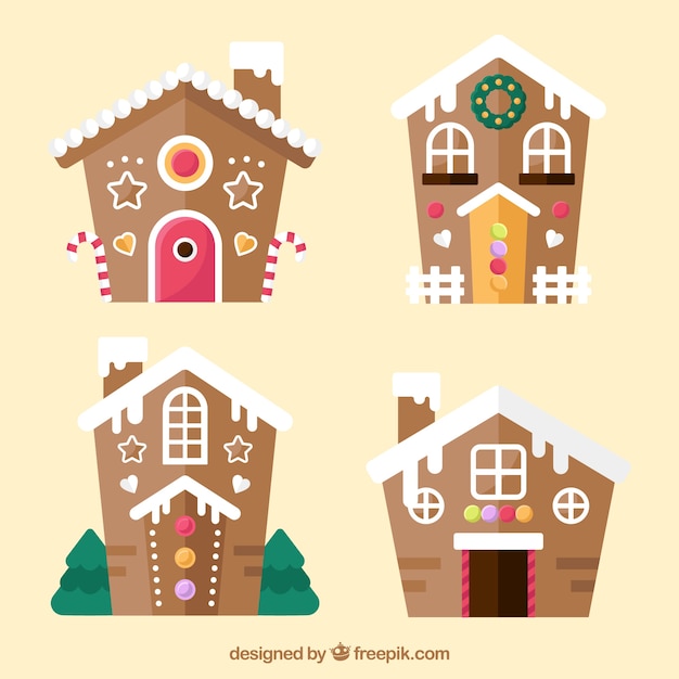 Free vector gingerbread house collection