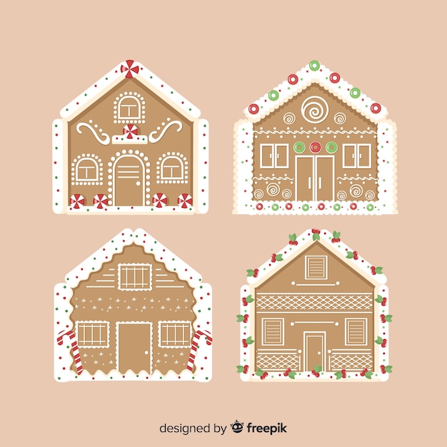 Free vector gingerbread house collection