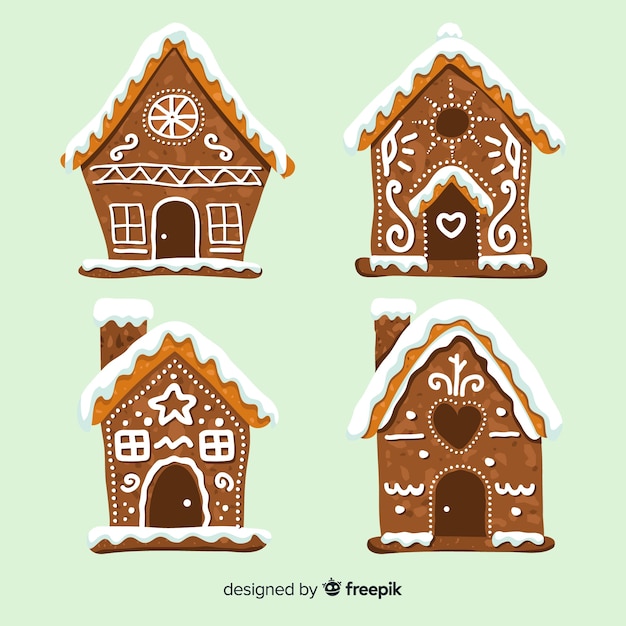 Free vector gingerbread house collection