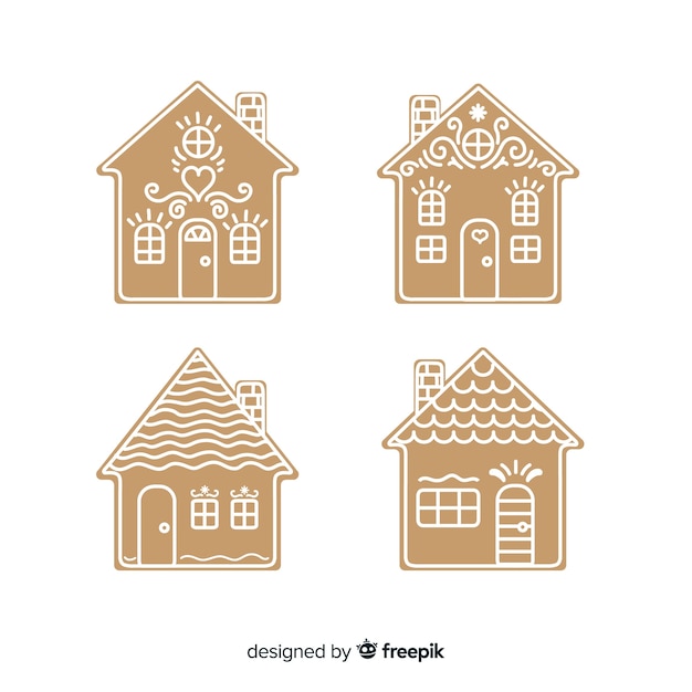 Free vector gingerbread house collection