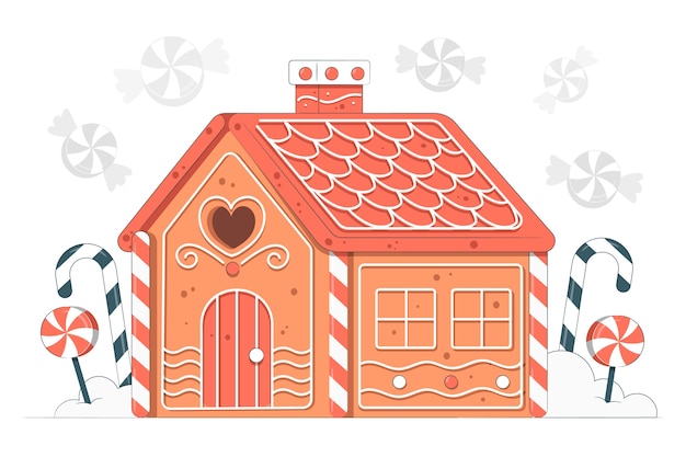 Бесплатное векторное изображение Иллюстрация концепции пряничного домика