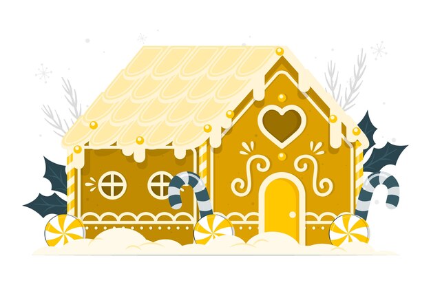 Free vector gingerbread house concept illustration