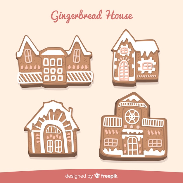 Free vector gingerbread house cookie collection